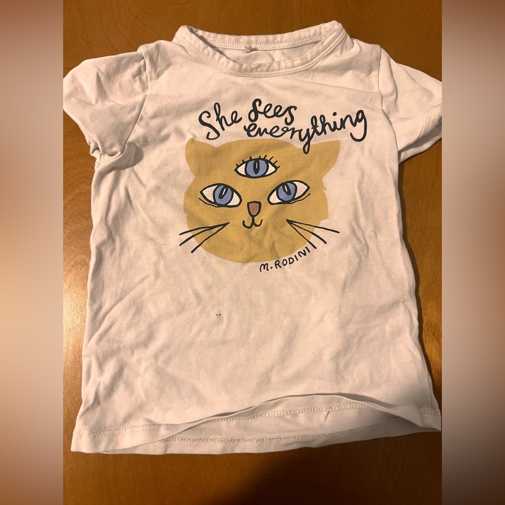 Mini Rodini Short sleeve cats 2T girls toddler shirt